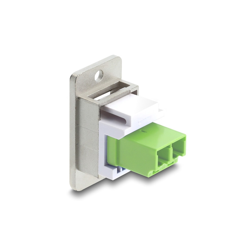 Delock Panel Mount LC Duplex Buchse zu LC Duplex Buchse silber / lindgrün / weiß