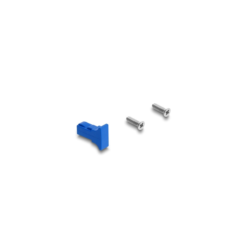 Delock Panel Mount SC Simplex Buchse zu SC Simplex Buchse mit Laserschutzklappe innen silber / blau / weiß