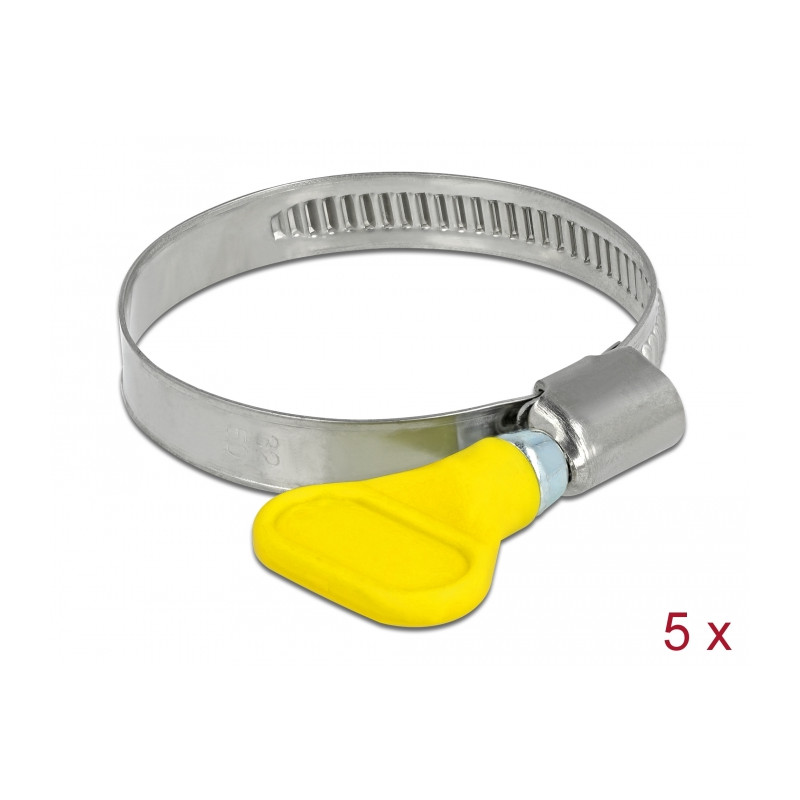 Delock Schlauchschelle Edelstahl 400 SS mit Flügelmutter 32 - 50 mm 5 Stück gelb