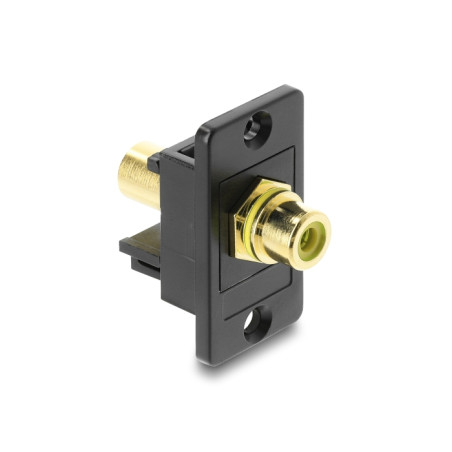 Delock Panel Mount Cinch Buchse zu Cinch Buchse vergoldet gelb / schwarz