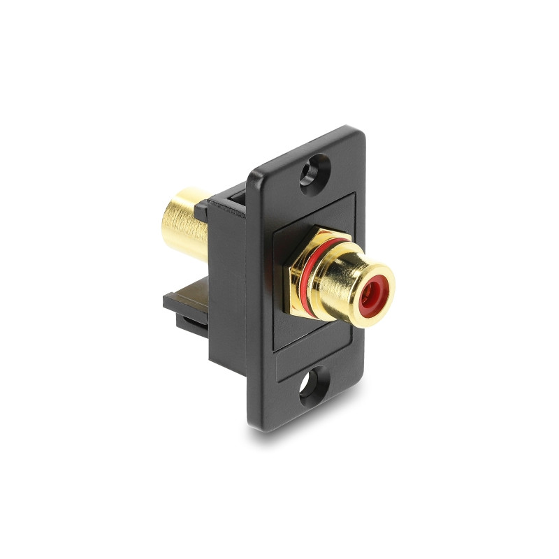 Delock Panel Mount Cinch Buchse zu Cinch Buchse vergoldet rot / schwarz