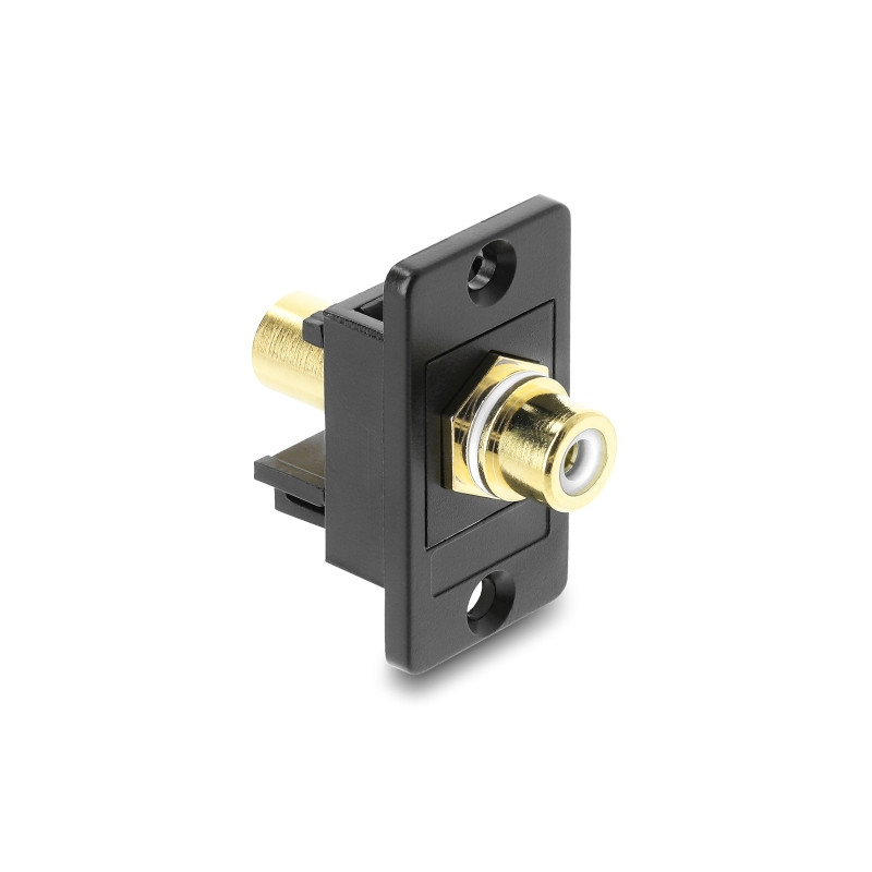Delock Panel Mount Cinch Buchse zu Cinch Buchse vergoldet weiß / schwarz