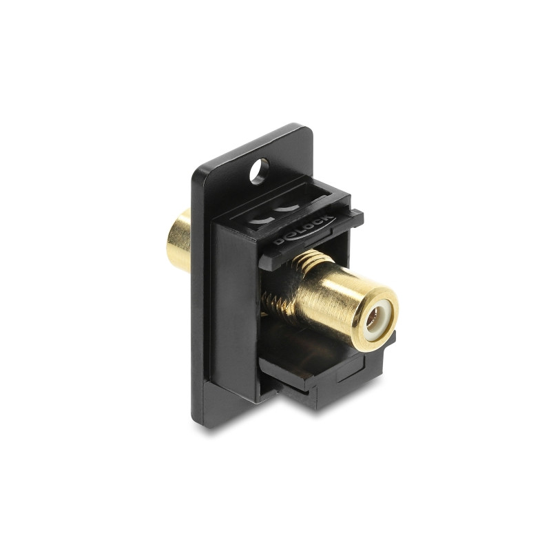 Delock Panel Mount Cinch Buchse zu Cinch Buchse vergoldet weiß / schwarz