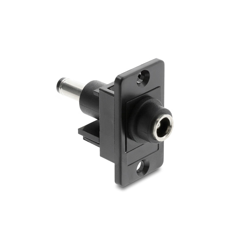 Delock Panel Mount DC 5,5 x 2,1 mm Buchse zu DC 5,5 x 2,1 mm Stecker schwarz