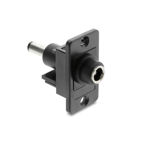Delock Panel Mount DC 5,5 x 2,1 mm Buchse zu DC 5,5 x 2,1 mm Stecker schwarz