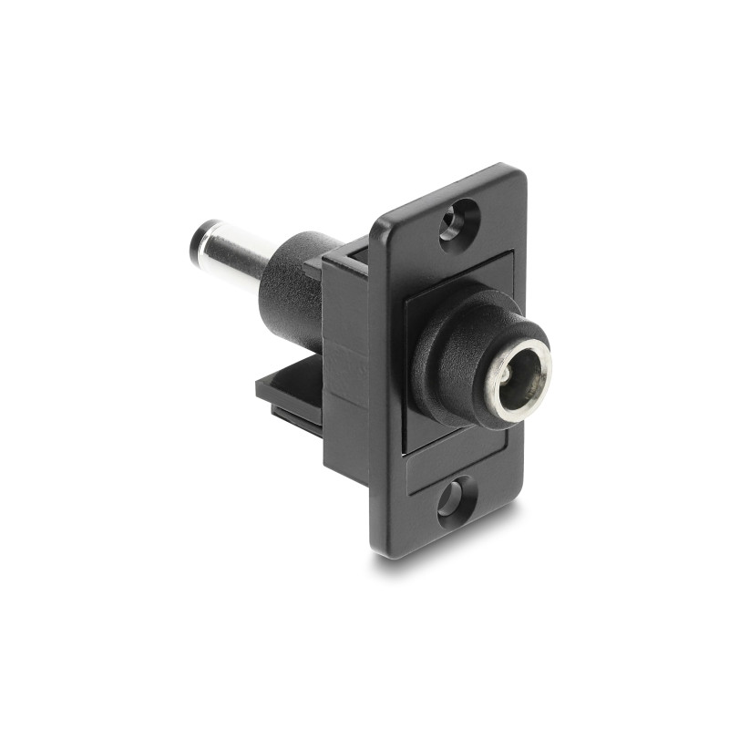 Delock Panel Mount DC 5,5 x 2,1 mm Buchse zu DC 5,5 x 2,5 mm Stecker schwarz