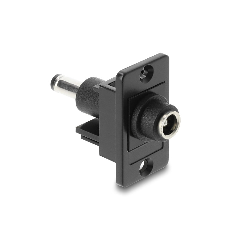 Delock Panel Mount DC 5,5 x 2,5 mm Buchse zu DC 5,5 x 2,5 mm Stecker schwarz