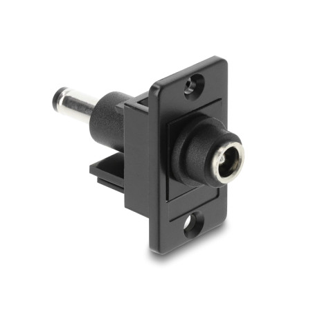 Delock Panel Mount DC 5,5 x 2,5 mm Buchse zu DC 5,5 x 2,5 mm Stecker schwarz