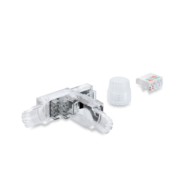 Delock RJ45 Stecker feldkonfektionierbar Cat.6A ungeschirmt transparent / schwarz