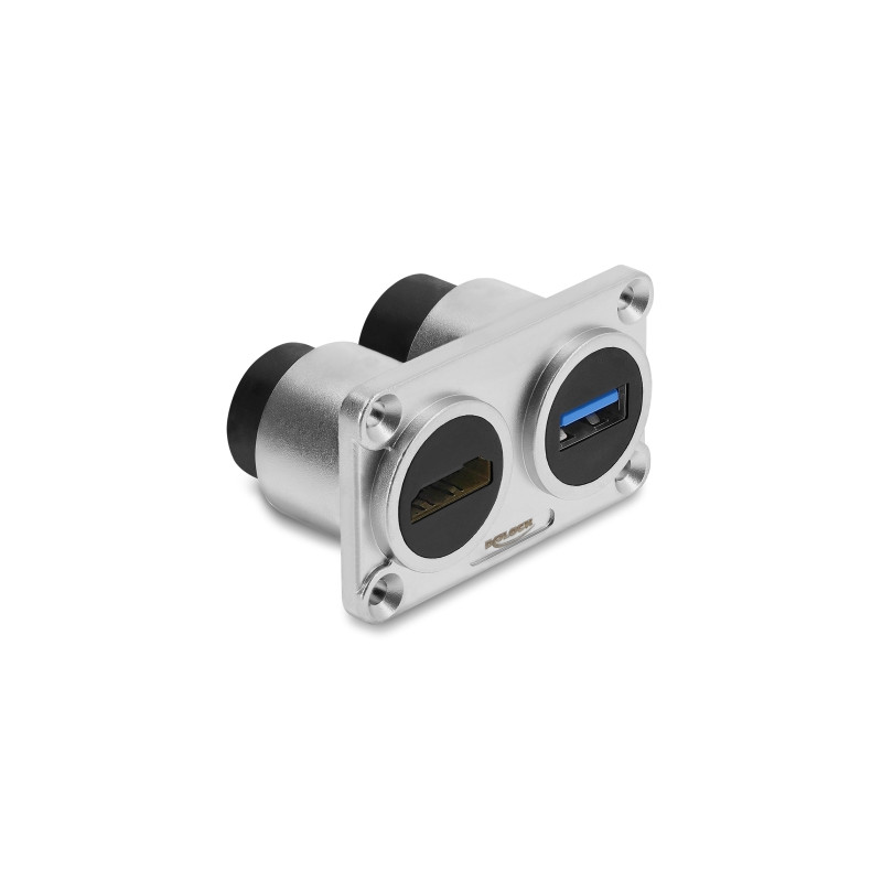 Delock Dual Einbaubuchse USB 5 Gbps Typ-A Buchse + HDMI Buchse 4K silber