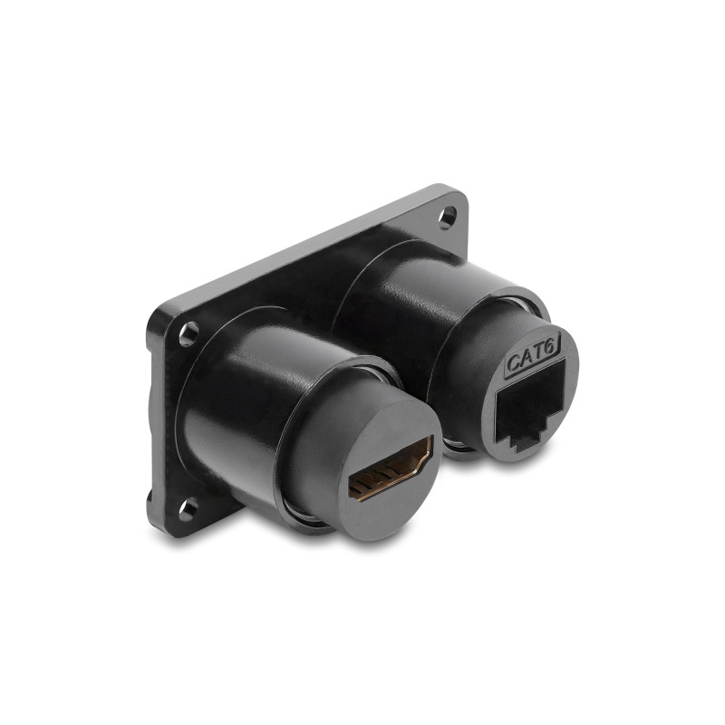 Delock Dual Einbaubuchse RJ45 Buchse Cat.6 + HDMI Buchse 4K schwarz
