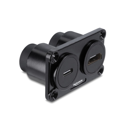 Delock Dual Einbaubuchse USB 10 Gbps USB Type-C™ Buchse PD 100 W + HDMI Buchse 4K schwarz