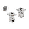 Delock D-Typ Modul RJ45 Buchse zu Buchse 90° gewinkelt Cat.6A silber