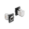 Delock D-Typ Modul RJ45 Buchse zu Buchse 90° gewinkelt Cat.6A schwarz / silber