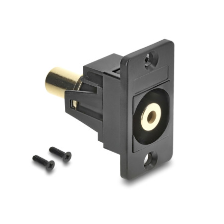Delock Panel Mount Klinkenbuchse 3,5 mm 3 Pin zu Klinkenbuchse 3,5 mm 3 Pin vergoldet schwarz