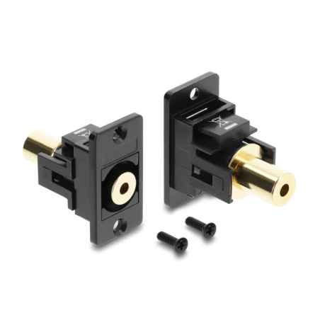 Delock Panel Mount Klinkenbuchse 3,5 mm 4 Pin zu Klinkenbuchse 3,5 mm 4 Pin vergoldet schwarz