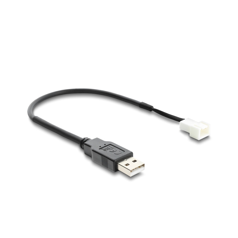 Delock Lüfterkabel USB 2.0 Typ-A Stecker zu 3 Pin (2 Pins belegt) Lüfteranschluss-Stecker 20 cm