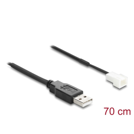 Delock Lüfterkabel USB 2.0 Typ-A Stecker zu 3 Pin (2 Pins belegt) Lüfteranschluss-Stecker 70 cm