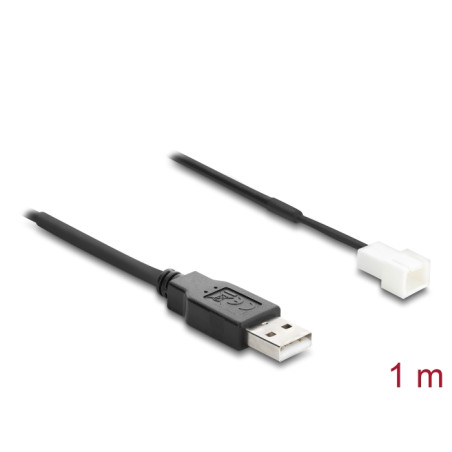 Delock Lüfterkabel USB 2.0 Typ-A Stecker zu 3 Pin (2 Pins belegt) Lüfteranschluss-Stecker 1 m