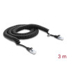 Delock RJ50 Spiralkabel Stecker zu Stecker 3 m schwarz