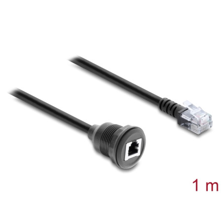 Delock Kabel RJ12 Stecker zu RJ12 Buchse zum Einbau 1 m schwarz