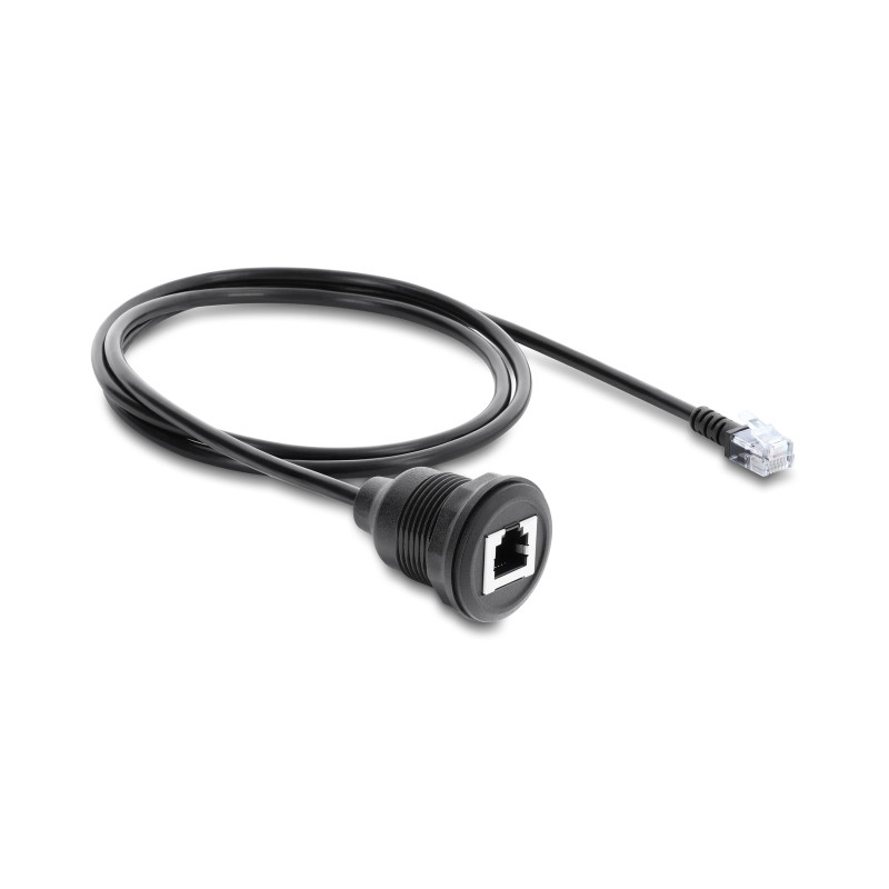 Delock Kabel RJ12 Stecker zu RJ12 Buchse zum Einbau 1 m schwarz
