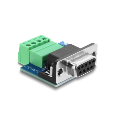 Delock D-Sub 9 Pin Buchse zu 4 Pin Terminalblock Adapter mit DIP-Schalter und 120 Ohm Abschlusswiderstand für CAN / LIN