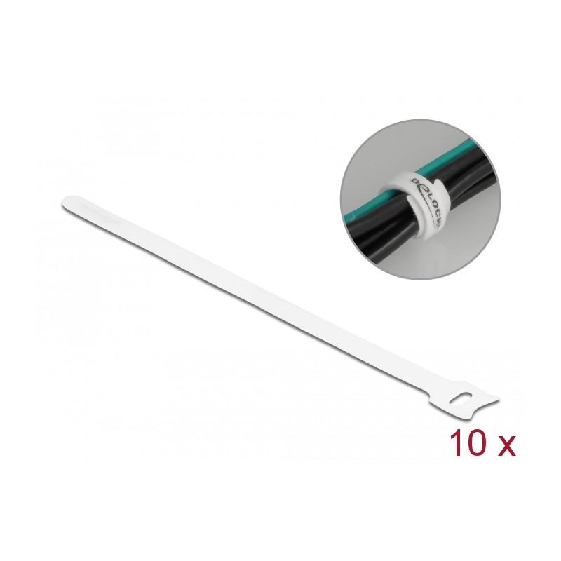 Delock Klett-Kabelbinder L 250 x B 12 mm weiß 10 Stück