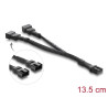Delock Y-Lüfterkabel 1 x 4 Pin PWM Buchse zu 2 x 4 Pin PWM Stecker mit Geflechtummantelung 13,5 cm schwarz