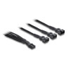 Delock Lüfterkabel Splitter 1 x 4 Pin PWM Buchse zu Stecker + 2 x 4 Pin Stecker (3 Pins belegt) mit Geflechtummantelung 30 cm sc
