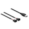 Delock Lüfterkabel USB Typ-A Stecker zu 2 x 4 Pin Lüfteranschluss-Stecker (2 Pins belegt) mit Schalter 1 m
