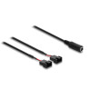 Delock Lüfterkabel DC Buchse 5,5 x 2,1 mm zu 2 x 4 Pin Lüfteranschluss Stecker (2 Pins belegt) mit Schalter 1 m