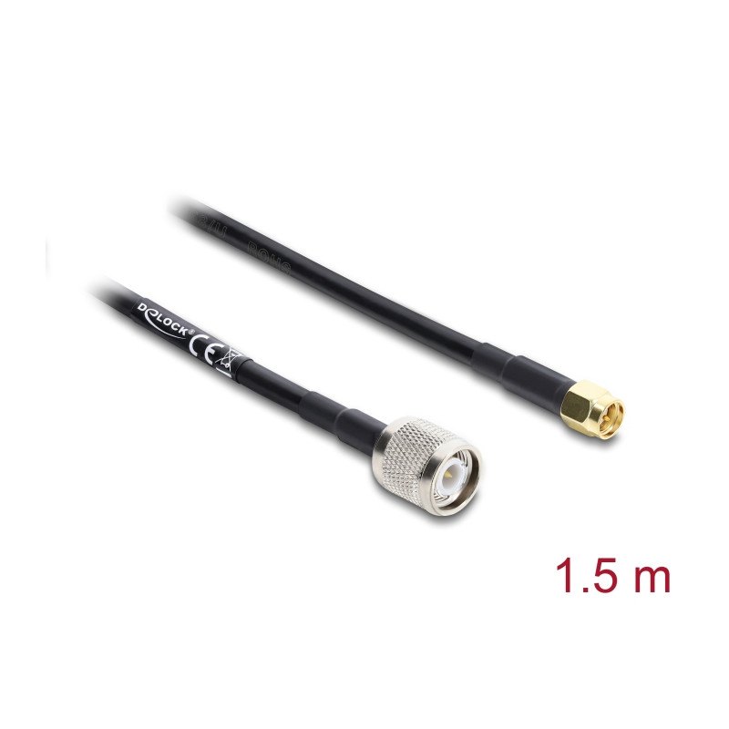 Delock Antennenkabel TNC Stecker zu SMA Stecker RG-58 1,5 m