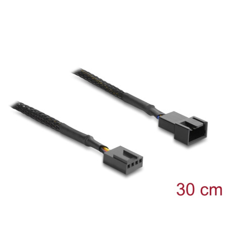 Delock Lüfter Verlängerungskabel PWM Stecker zu Buchse 4 Pin mit Geflechtummantelung 30 cm schwarz