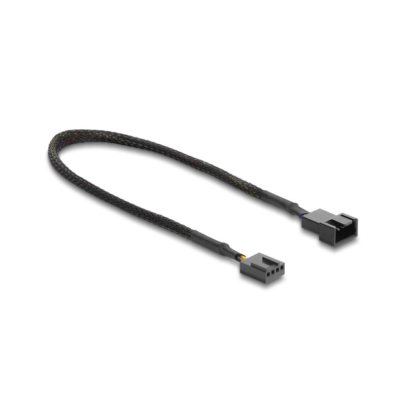 Delock Lüfter Verlängerungskabel PWM Stecker zu Buchse 4 Pin mit Geflechtummantelung 30 cm schwarz