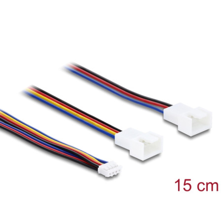 Delock Y-Lüfterkabel 1 x JST PH 4 Pin PWM Buchse zu Stecker + 4 Pin (3 Pins belegt) Stecker 15 cm