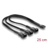 Delock Lüfterkabel Splitter 1 x 4 Pin PWM Buchse zu Stecker + 2 x 4 Pin (3 Pins belegt) Stecker mit Geflechtummantelung 25 cm sc