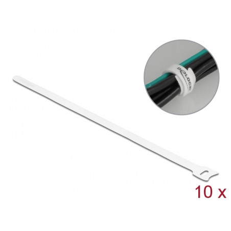Delock Klett-Kabelbinder L 300 x B 12 mm weiß 10 Stück