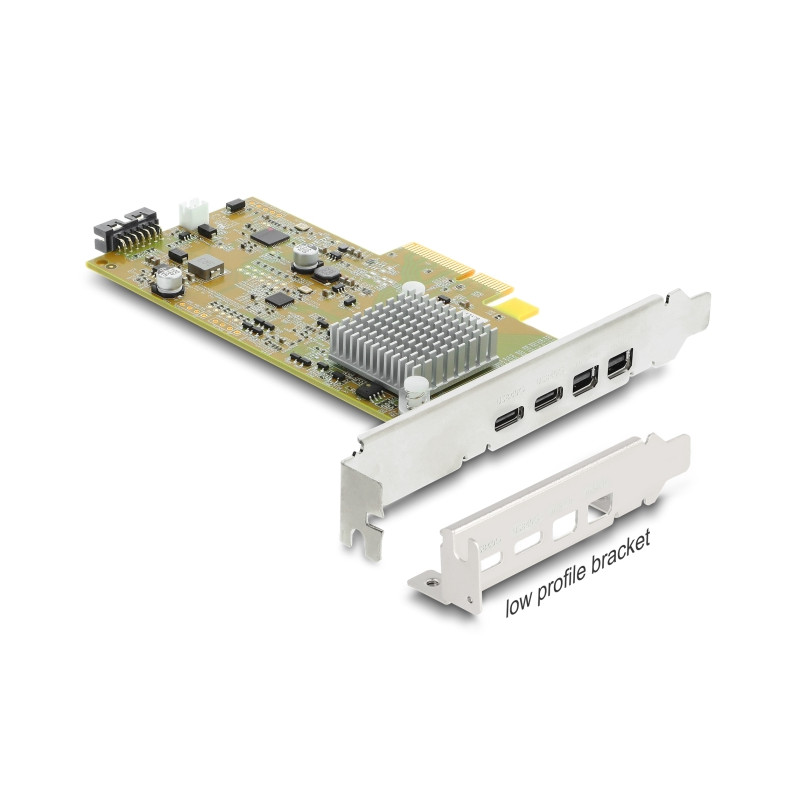 Delock PCI Express x4 Karte zu 2 x extern USB Type-C™ 40 Gbps (DP Alt Mode) Buchse – Low Profile Formfaktor