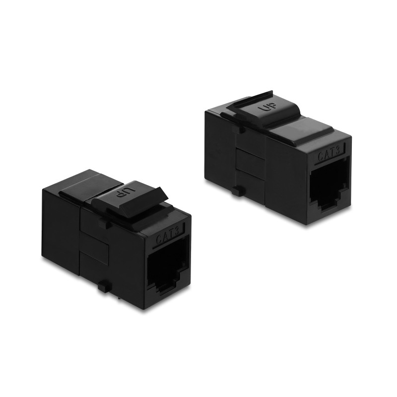 Delock Keystone Modul Kupplung RJ14 Buchse zu RJ14 Buchse Cat.3 Kunststoff schwarz
