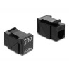 Delock Keystone Modul Kupplung RJ14 Buchse zu RJ14 Buchse 90° gewinkelt Cat.3 Kunststoff schwarz