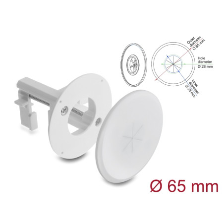 Delock Silikon Kabeldurchführung rund Ø 65 mm zur Wandmontage / Tischmontage weiß