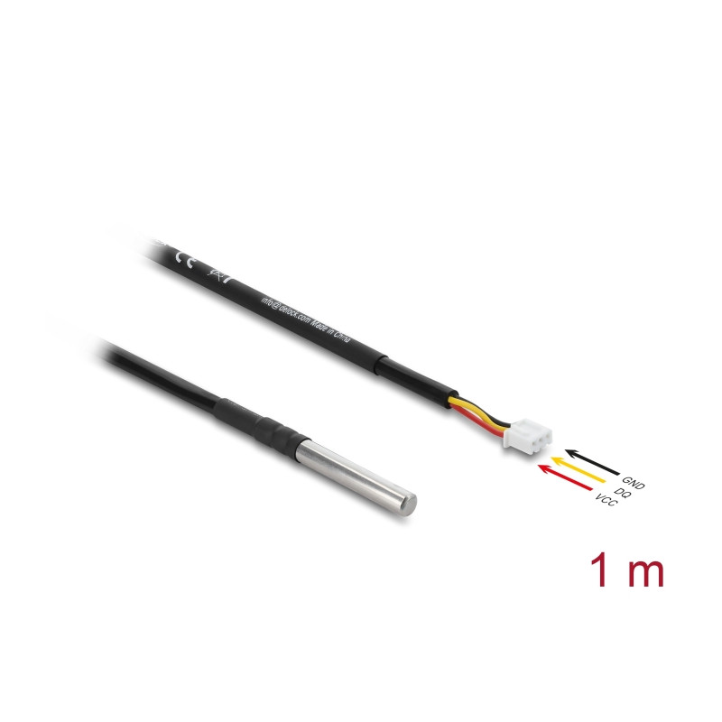 Delock Temperaturfühler-Kabel mit 3 Pin Pfostenbuchse DS18B20 1 m