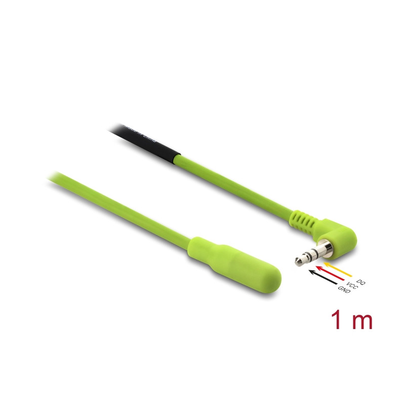 Delock Temperaturfühler-Kabel mit 3,5 mm 3 Pin Klinkenstecker 90° gewinkelt DS18B20 1 m