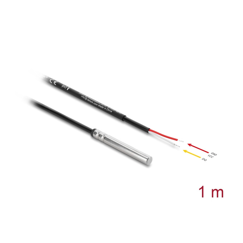 Delock Temperaturfühler-Kabel mit 2 x offene Kabelenden DS18B20 1 m