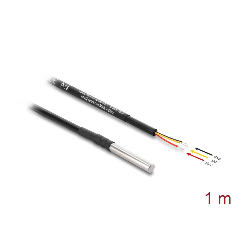 Delock Temperaturfühler-Kabel mit 3 x offene Kabelenden DS18B20 1 m