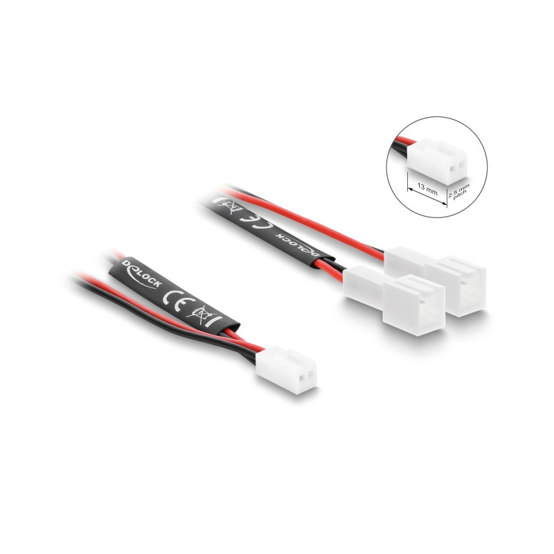 Delock Y-Lüfterkabel 1 x 2 Pin Buchse zu 2 x 2 Pin Stecker 10 cm