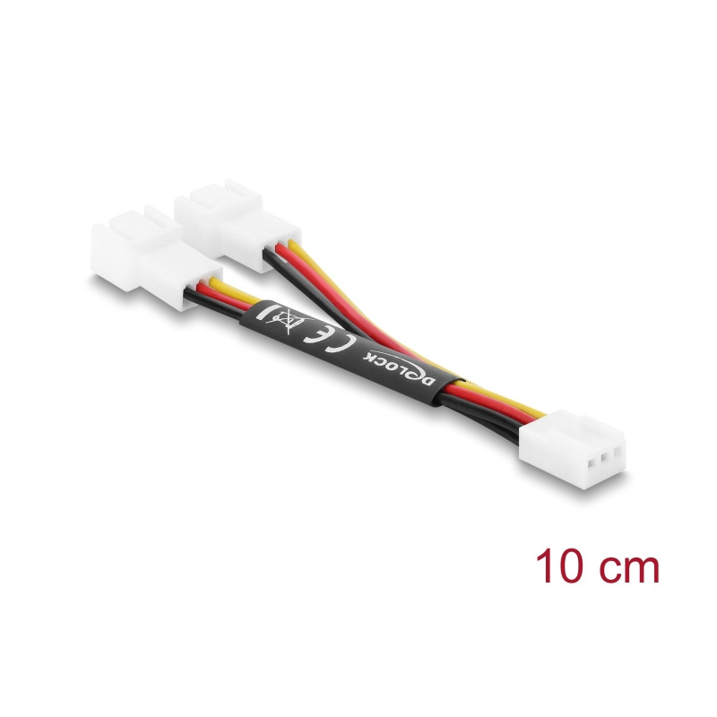 Delock Y-Lüfterkabel 1 x 3 Pin Buchse zu 2 x 3 Pin Stecker 10 cm