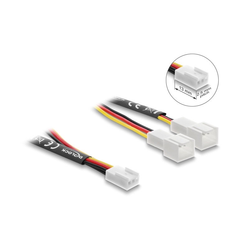 Delock Y-Lüfterkabel 1 x 3 Pin Buchse zu 2 x 3 Pin Stecker 10 cm