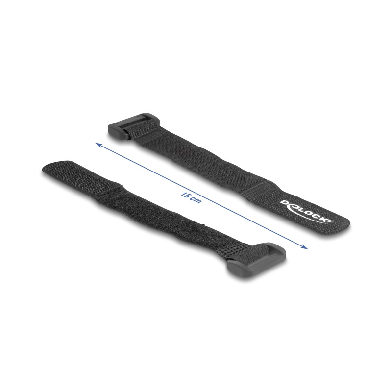 Delock Klett-Kabelbinder mit Schlaufe L 150 x B 20 mm schwarz 5 Stück